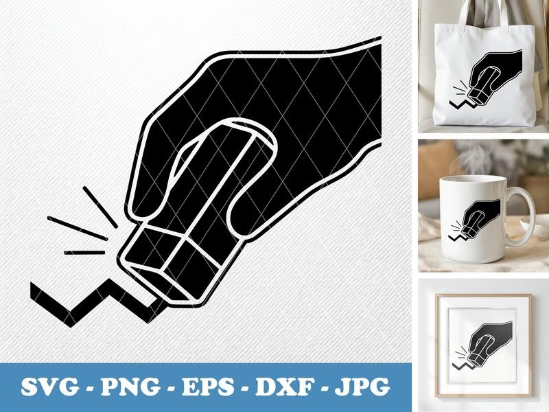 Eraser in active use SVG | Hand Erasing Line PNG EPS DXF | Solid Black Vector Icon for Cricut Silhouette