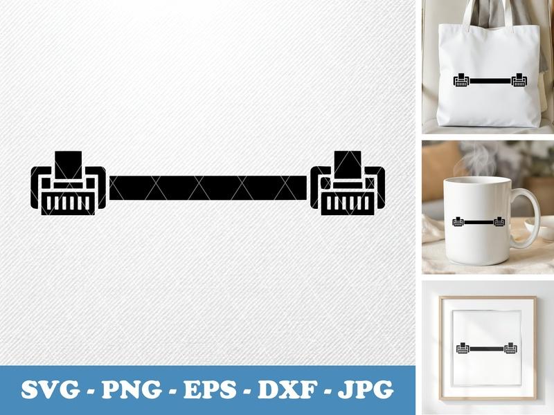 Ethernet Cable classic svg icon | Puffy Soft Shapes | SVG PNG EPS DXF | Cricut Silhouette Cut File | Network Icon