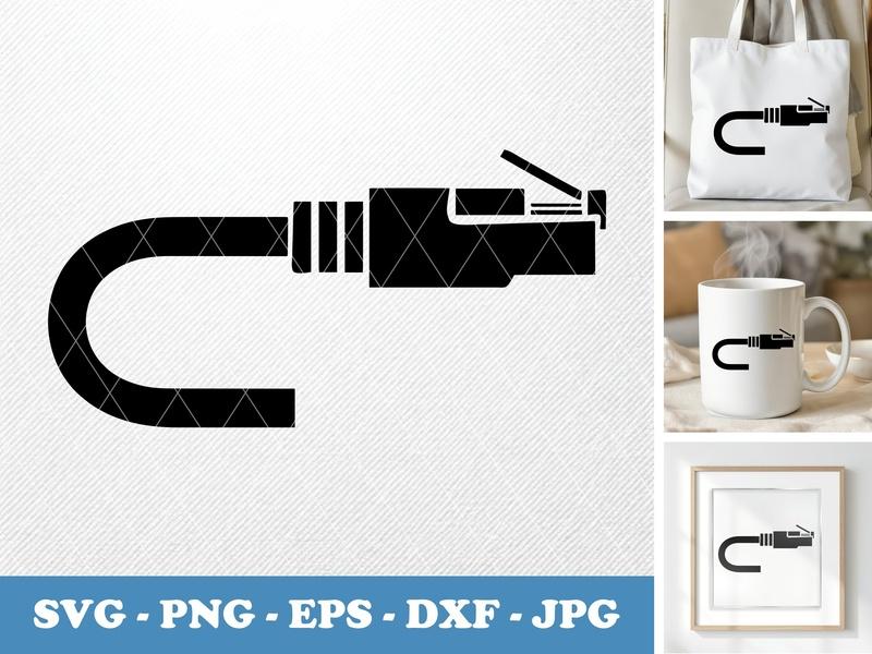 Ethernet Cable in side view profile | Soft Puffy Network Cable SVG PNG EPS DXF for Cricut Silhouette