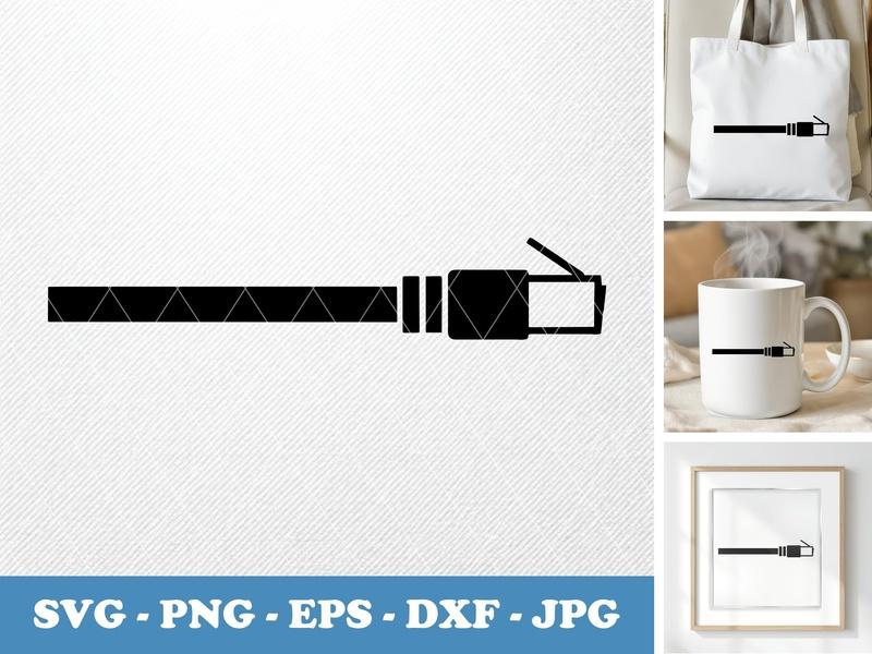 Ethernet Cable in side view profile SVG, PNG, EPS, DXF | Network Cord, RJ45 Jack, Computer, Cricut, Silhouette Cut File