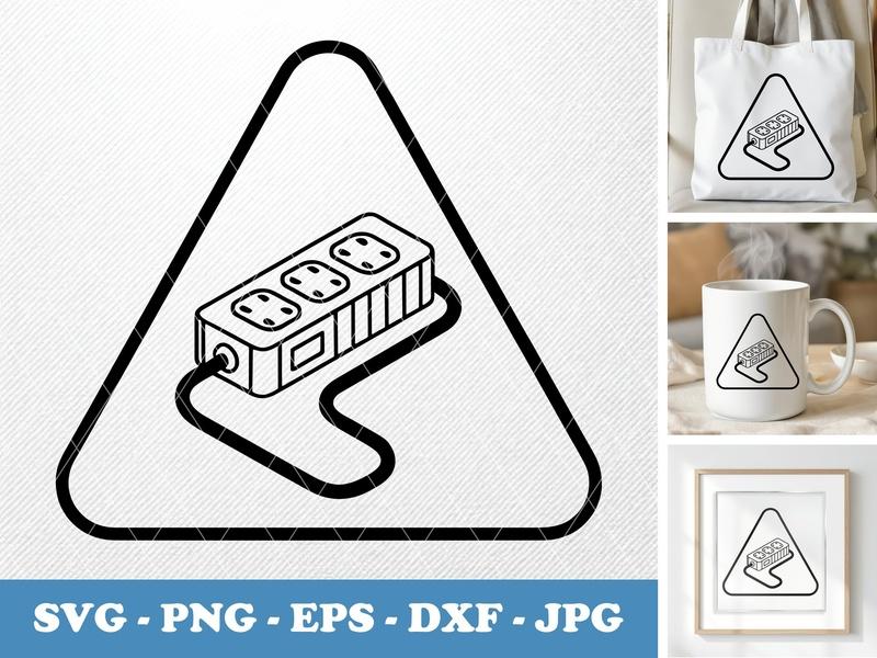 Extension Cord isometric angle | Power Strip Icon | SVG PNG DXF EPS Files for Cricut Silhouette