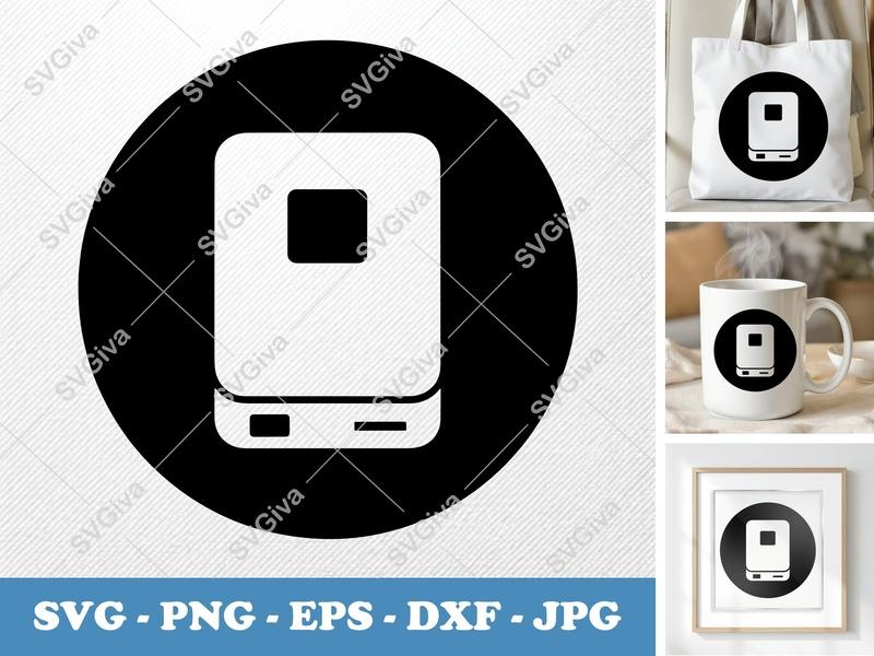 External Hard Drive classic svg icon | Minimal Tech Clipart, Data Storage SVG, PNG, EPS, DXF for Cricut & Silhouette