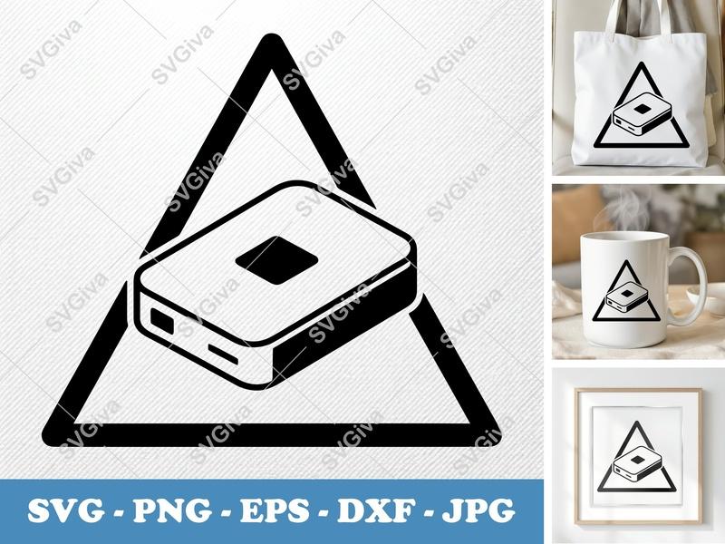 External Hard Drive isometric angle SVG, PNG, EPS, DXF | Minimal Tech Icon for Cricut, Silhouette | Data Storage Cut File
