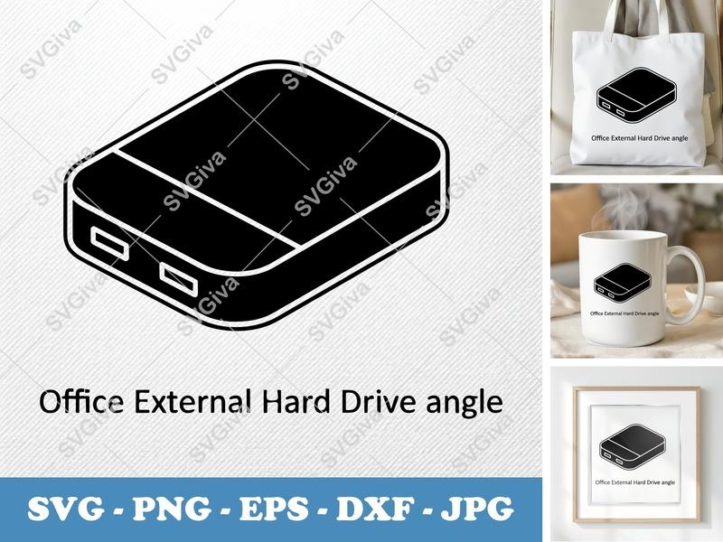 External Hard Drive SVG | Modern Clean Data Storage | PNG EPS DXF for Cricut Silhouette Cutting Files
