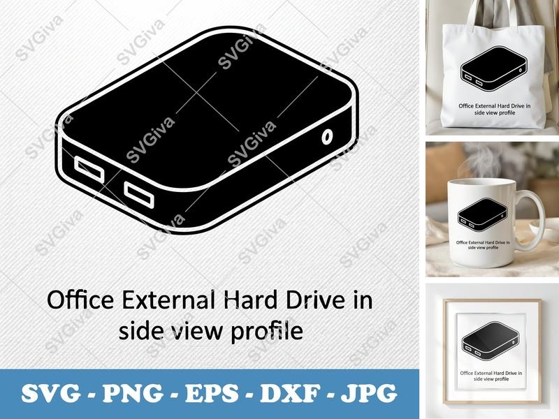 External Hard Drive SVG | Modern Clean Design, Digital Storage, Data Icon | PNG EPS DXF for Cricut Silhouette