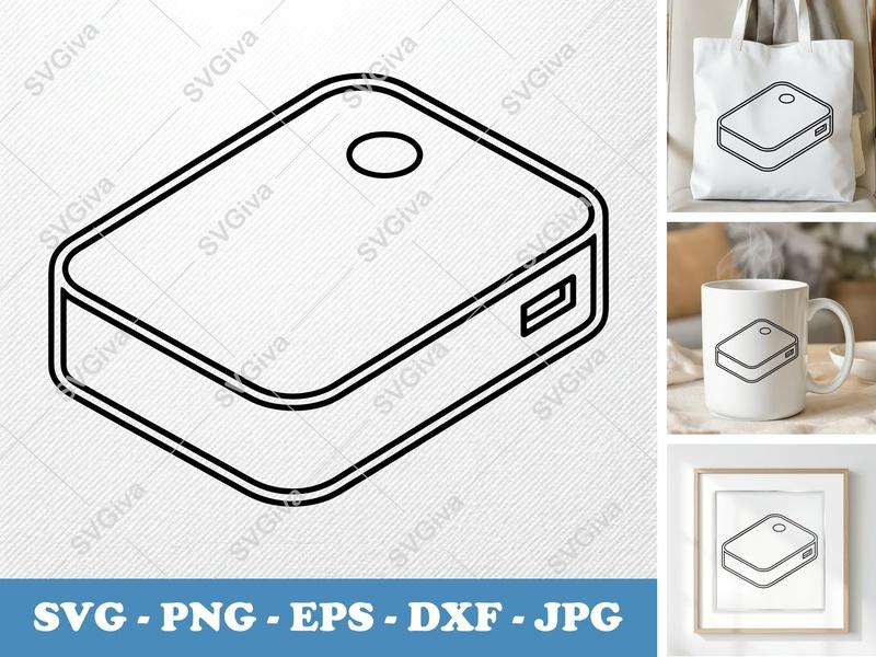 External Hard Drive SVG | Modern Clean Line Art, Digital Storage PNG EPS DXF for Cricut, Silhouette, Vector Cut File