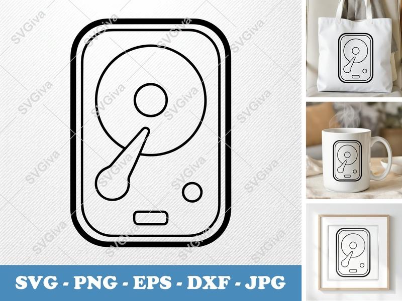 External Hard Drive SVG | Modern Computer Storage Icon PNG EPS DXF | Cricut Silhouette Cut File