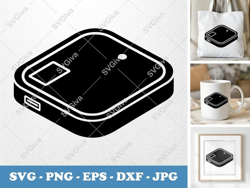 External Hard Drive SVG, Modern Data Storage Cut File, PNG EPS DXF for Cricut & Silhouette, Technology Clipart