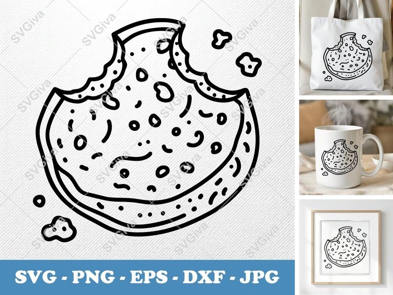 Falafel Partially Eaten SVG | Double-Outline Minimalist Design | PNG DXF EPS | Cricut Silhouette File