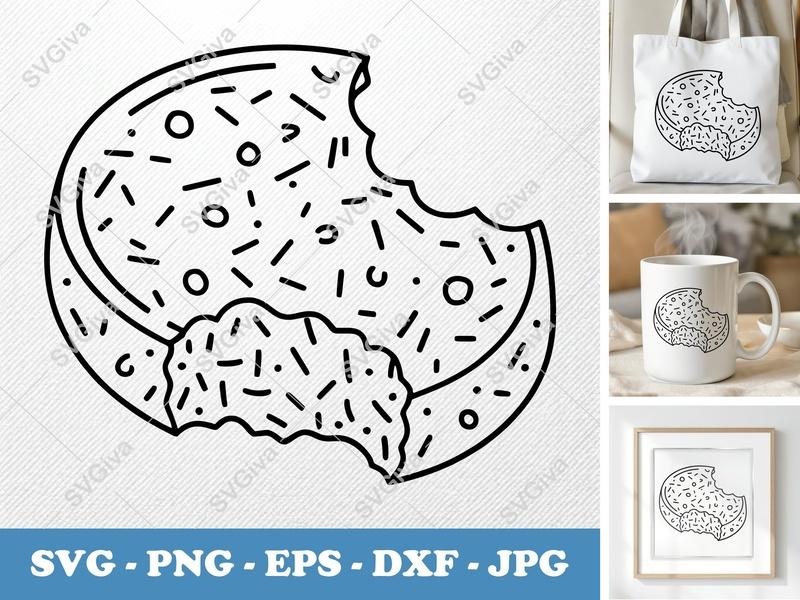 Falafel SVG | Bitten Food Icon, Modern Outline Design | PNG EPS DXF | Cricut Silhouette Cut File, Middle Eastern Snack
