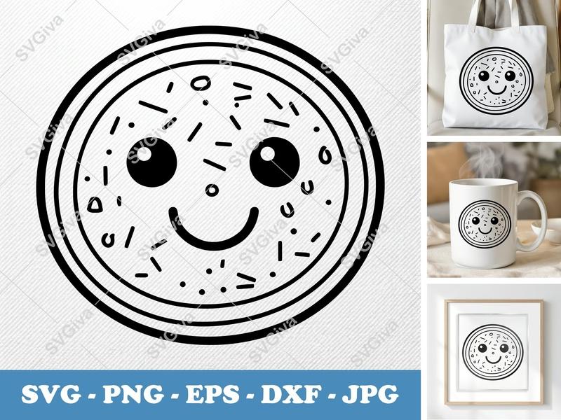 Falafel SVG | Cute Kawaii Face Cut File for Cricut, Silhouette | Modern Food Clipart | PNG EPS DXF Vector Instant Download
