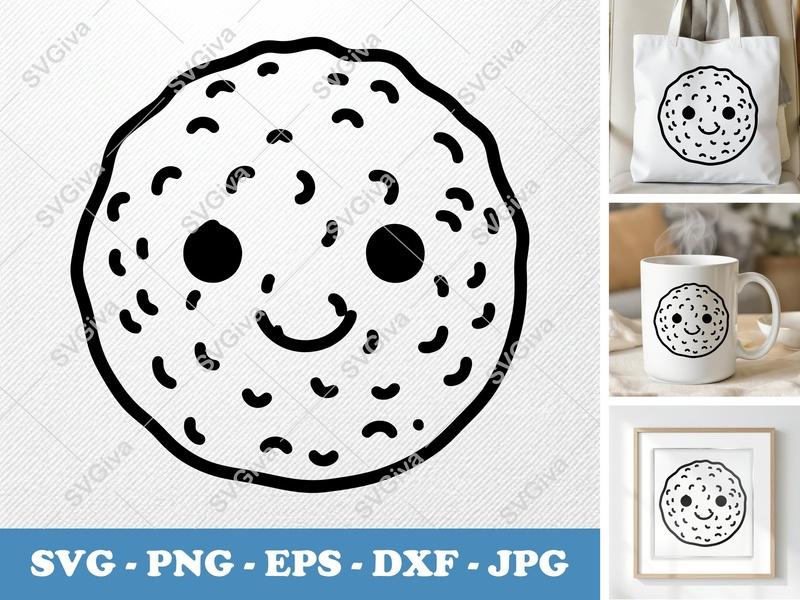 Falafel SVG | Cute Kawaii Food | Faces, Dots | PNG, EPS, DXF | Cricut & Silhouette Cut File | Modern Kitchen Clipart