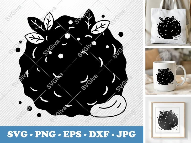 Falafel SVG | Modern Food Graphic with Leaves & Chickpea | PNG EPS DXF | Cricut Silhouette Cut File Vector Clipart