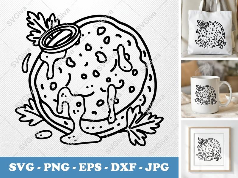 Falafel with Garnish SVG | Double-Outline Geometric Vector | PNG DXF EPS | Cricut Silhouette Cut File