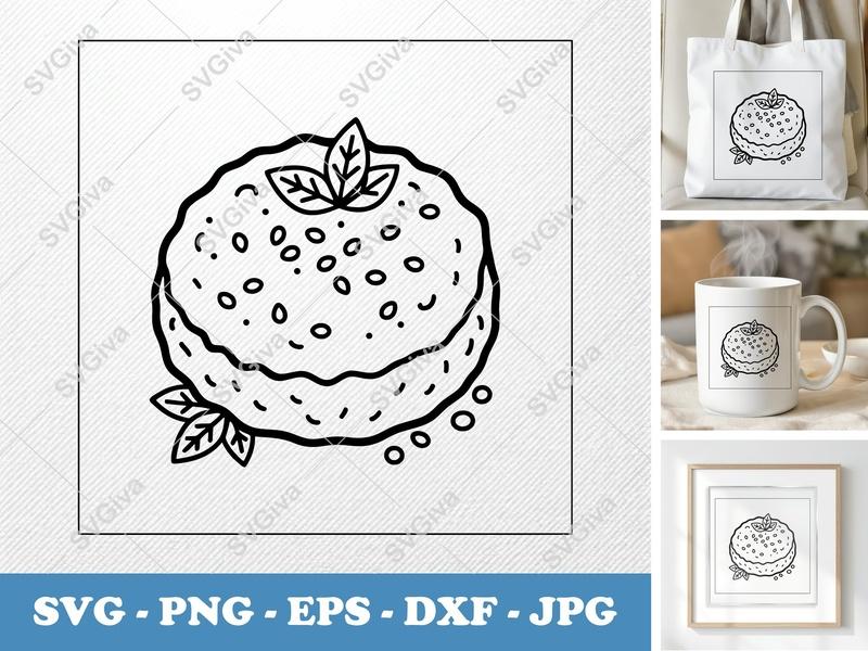 Falafel with Garnish SVG | Minimalist Food Design | PNG DXF EPS | Cricut Silhouette Kitchen Vector