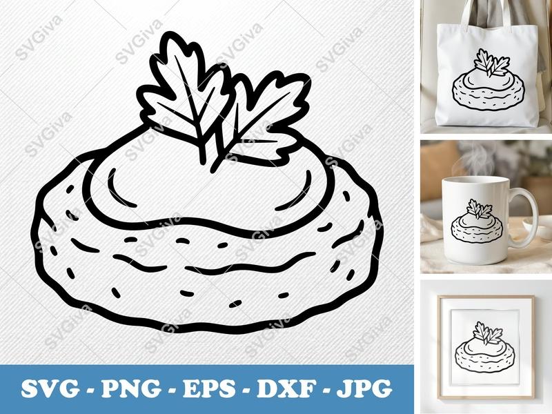 Falafel with Garnish SVG | Puffy Pillow-Soft Food Cut File | PNG DXF EPS | Cricut Silhouette Kitchen Decor