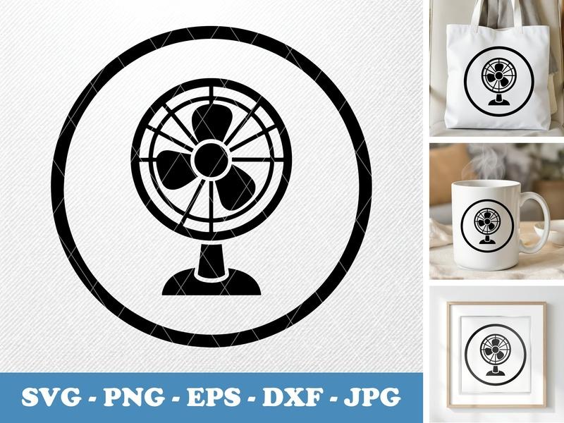 Fan classic svg icon | Minimal Desk Fan Outline | SVG PNG EPS DXF for Cricut Silhouette Cutting Machines
