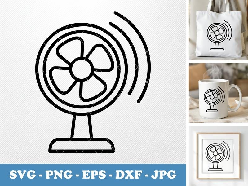 Fan in active use SVG | Double Outline Air Movement PNG EPS DXF | Cricut Silhouette Cut File