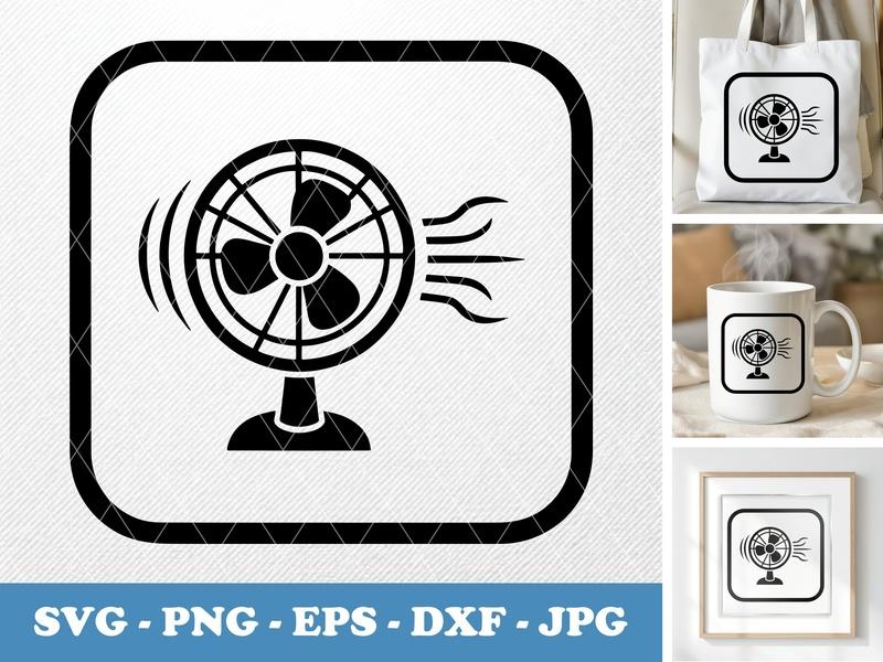 Fan in active use SVG | Minimal Icon Vector, Air Flow | PNG EPS DXF | Cricut Silhouette Cut File