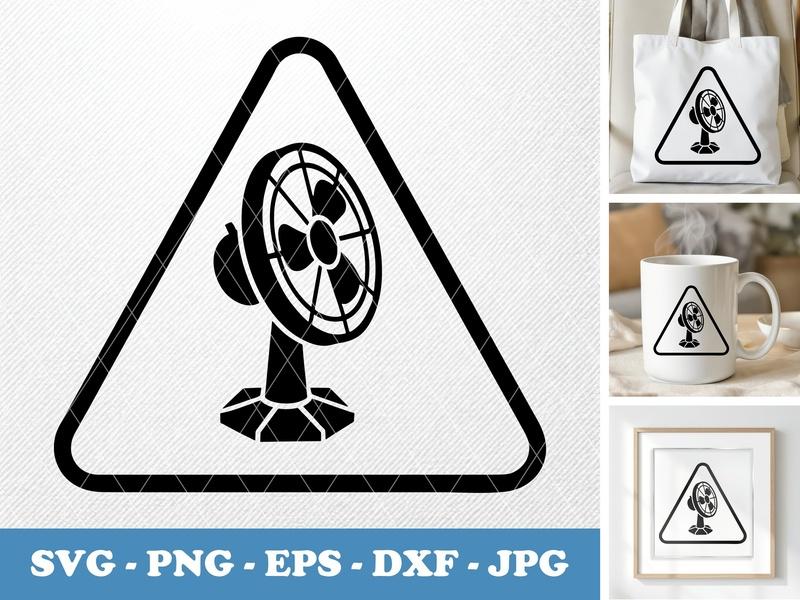 Fan isometric angle SVG Cut File | Minimal Desk Fan Clipart | PNG EPS DXF for Cricut Silhouette Home Office Decor