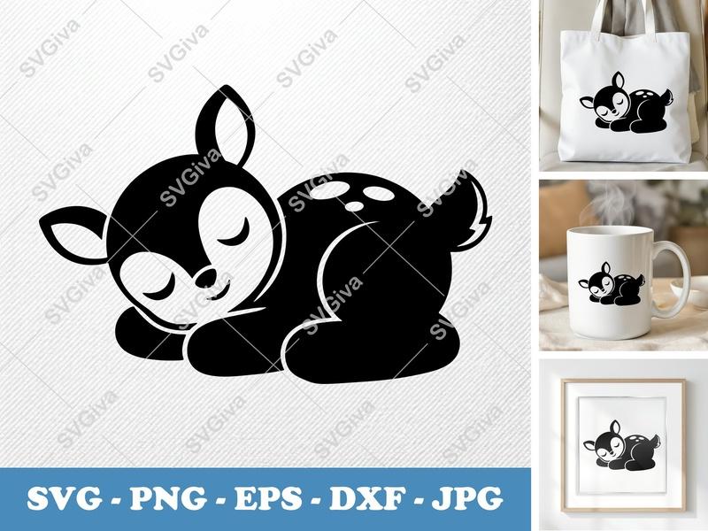 Fawn Sleeping SVG | Puffy Soft Forms | PNG DXF EPS | Cricut Silhouette File
