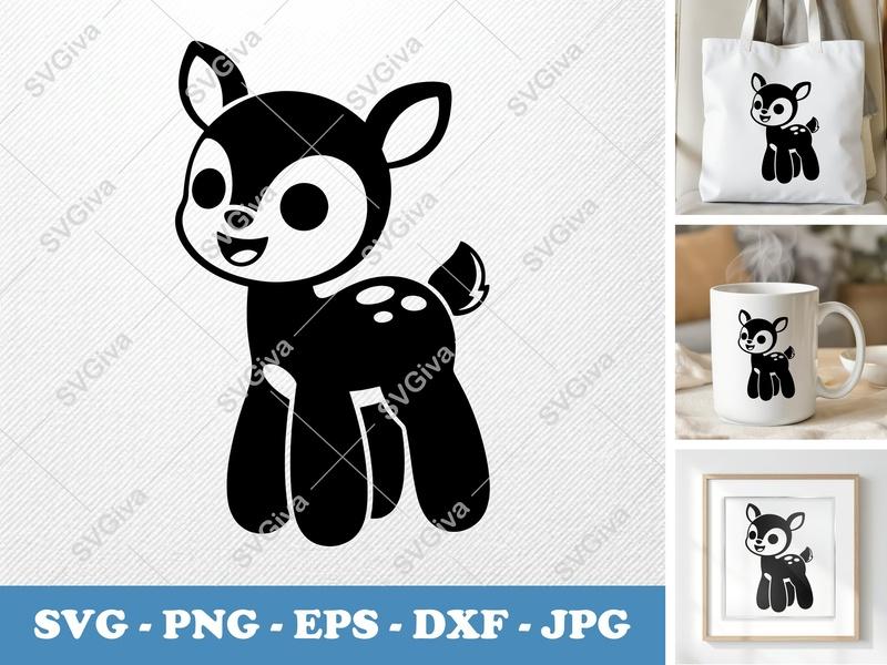 Fawn Smiling Happily SVG | Puffy Soft Shapes | PNG DXF EPS | Cricut Silhouette File