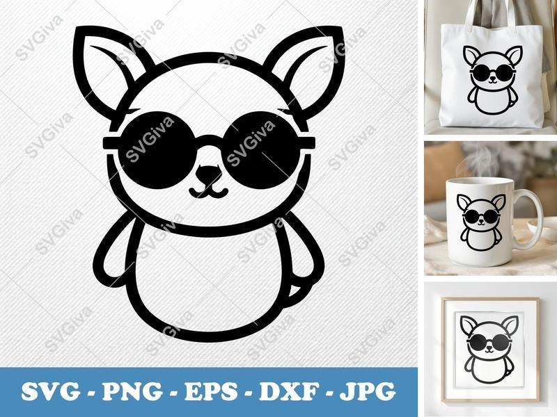 Fawn with Sunglasses SVG, Cute Baby Deer PNG EPS DXF | Cricut Silhouette Cut File, Modern Animal Clipart, Digital Download