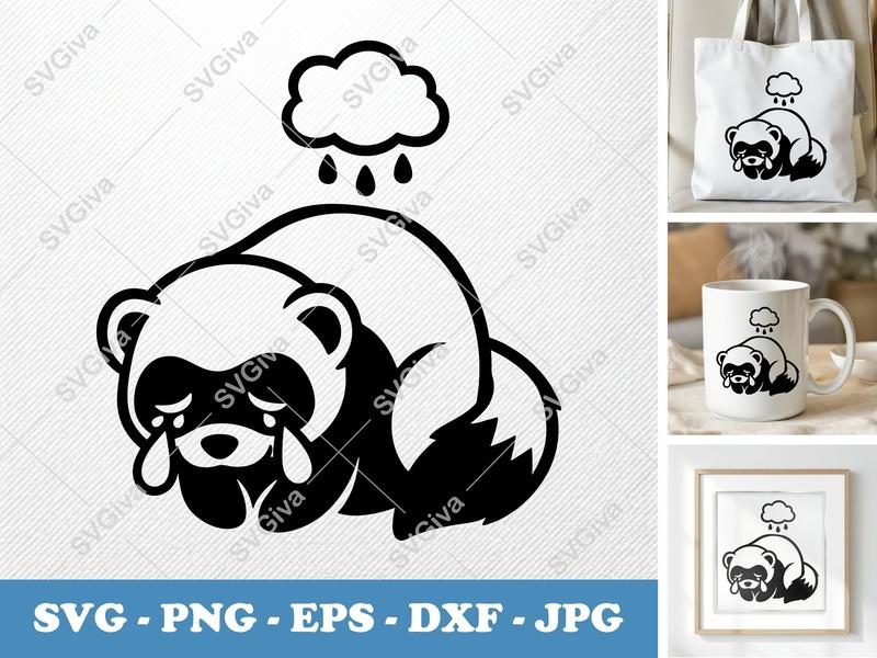Ferret Crying SVG | Puffy Soft Forms | PNG DXF EPS | Cricut Silhouette File