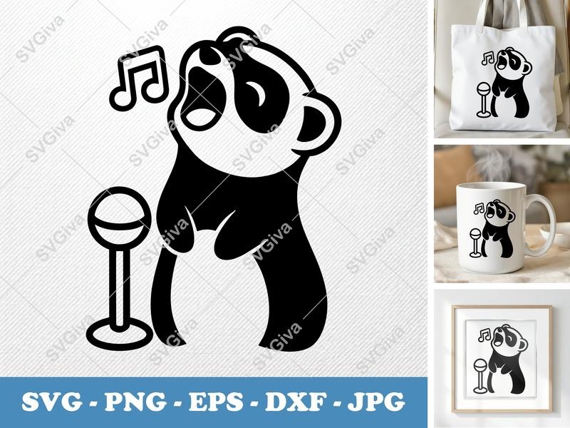 Ferret Singing SVG | Puffy Cartoon Ferret Design | PNG DXF EPS | Cricut Silhouette File