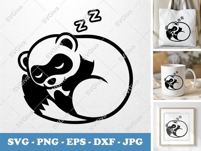 Ferret Sleeping SVG | Puffy Pillow Soft Design | PNG DXF EPS | Cricut Silhouette File