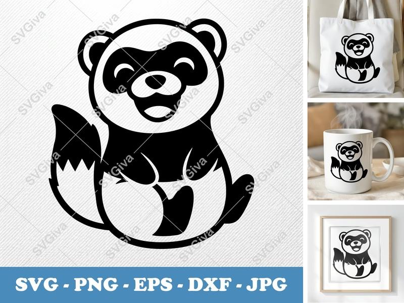 Ferret Smiling Happily SVG | Puffy Inflatable Ferret Cut File | PNG DXF EPS | Cricut Silhouette Design