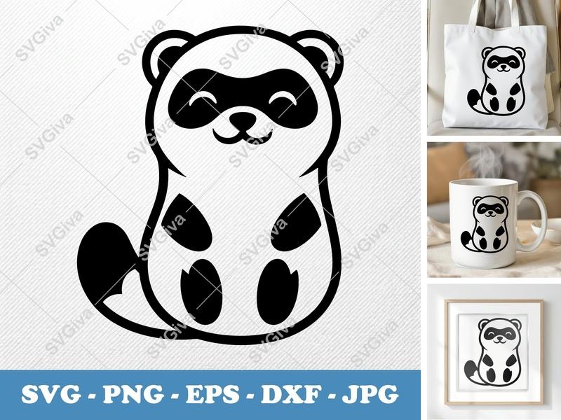 Ferret SVG Cute Animal | Modern Clean Line Art | PNG EPS DXF | Cricut Silhouette Cut File | Pet Lover Gift Idea