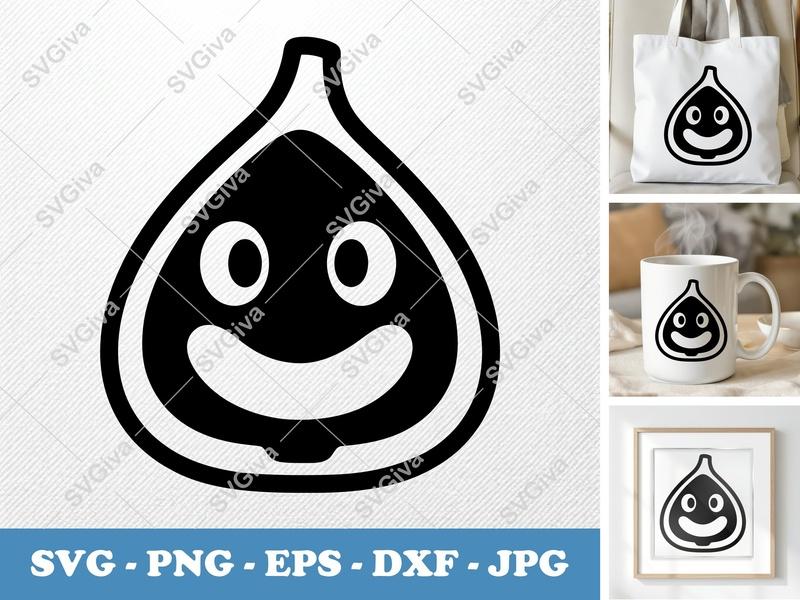 Fig SVG Cut File | Modern Smiling Fruit Clipart, Happy Food Vector | PNG EPS DXF for Cricut, Silhouette