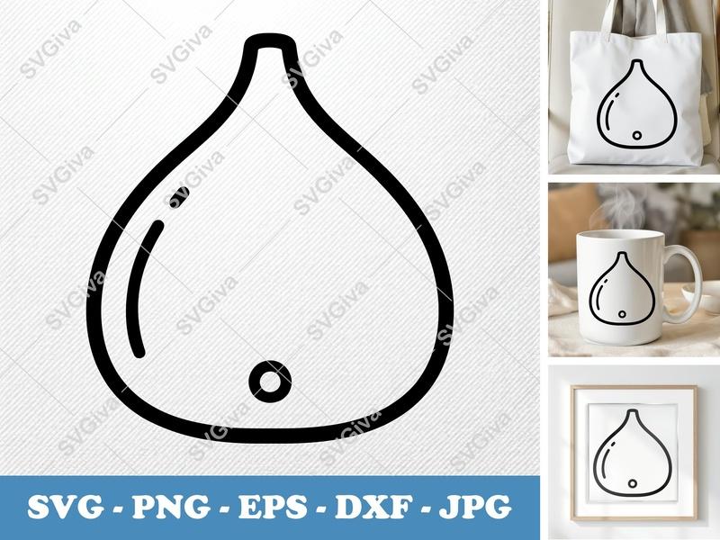 Fig SVG | Friendly Bean-Shaped Cut File | Rounded Body Design | PNG DXF EPS | Cricut Silhouette Ready