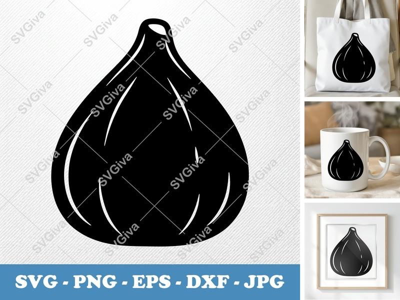 Fig SVG | Modern Clean Fruit Vector, Minimalist Food Icon | PNG EPS DXF for Cricut, Silhouette, Cutting Machines