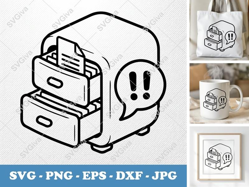 Filing Cabinet SVG | Modern Clean Files Icon | PNG EPS DXF for Cricut Silhouette, Office Supply Clipart