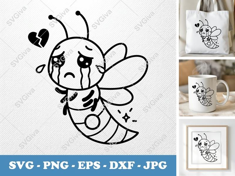 Firefly Crying SVG | Friendly Rounded Body Bean Shape | PNG DXF EPS | Cricut Silhouette File