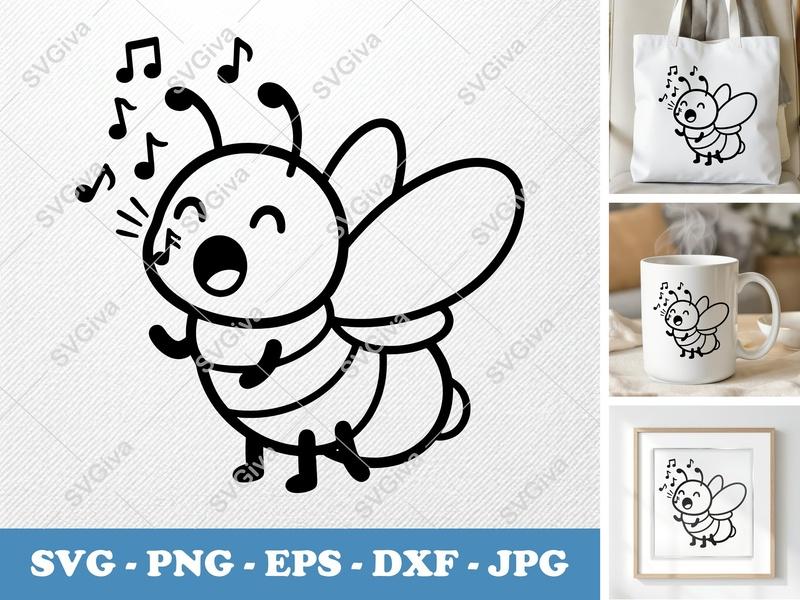 Firefly Singing SVG, Puffy Soft Shapes, PNG DXF EPS | Cricut Silhouette Cut File
