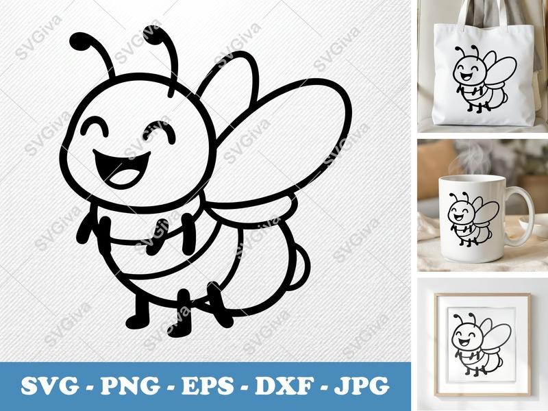 Firefly Smiling Happily SVG | Puffy Soft Shapes Design | PNG DXF EPS | Cricut Silhouette File