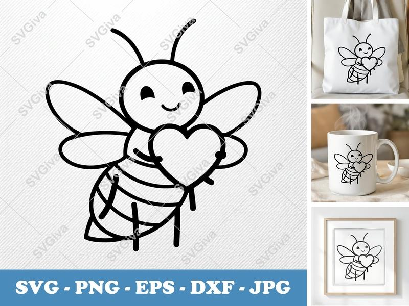 Firefly SVG Cute Heart Design, Modern Clean Line Art | PNG EPS DXF for Cricut, Silhouette, Digital Download