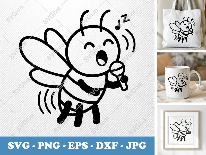 Firefly SVG Singing, Cute Firefly Karaoke | PNG EPS DXF | Cricut Silhouette Cut File, Modern Clean Design