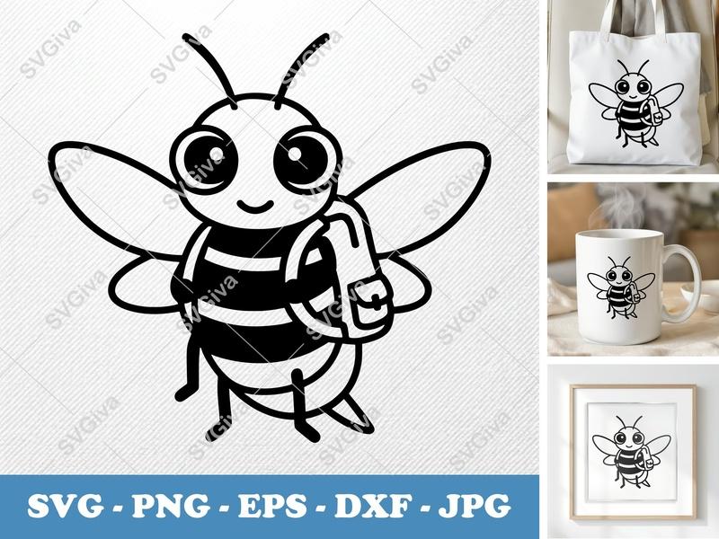 Firefly wearing backpack SVG | Friendly Rounded Cartoon Cut File | SVG, PNG, DXF, EPS for Cricut & Silhouette