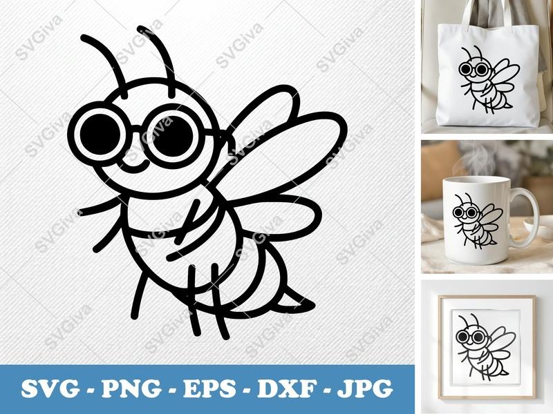 Firefly wearing Sunglasses SVG | Minimalist Character Design | Bold Contour PNG DXF EPS | Cricut Silhouette Cut File