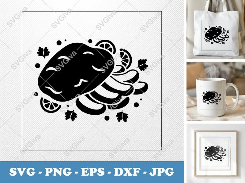 Fish And Chips SVG, Modern Clean Design with Lemon & Parsley | PNG EPS DXF for Cricut Silhouette Food Lover