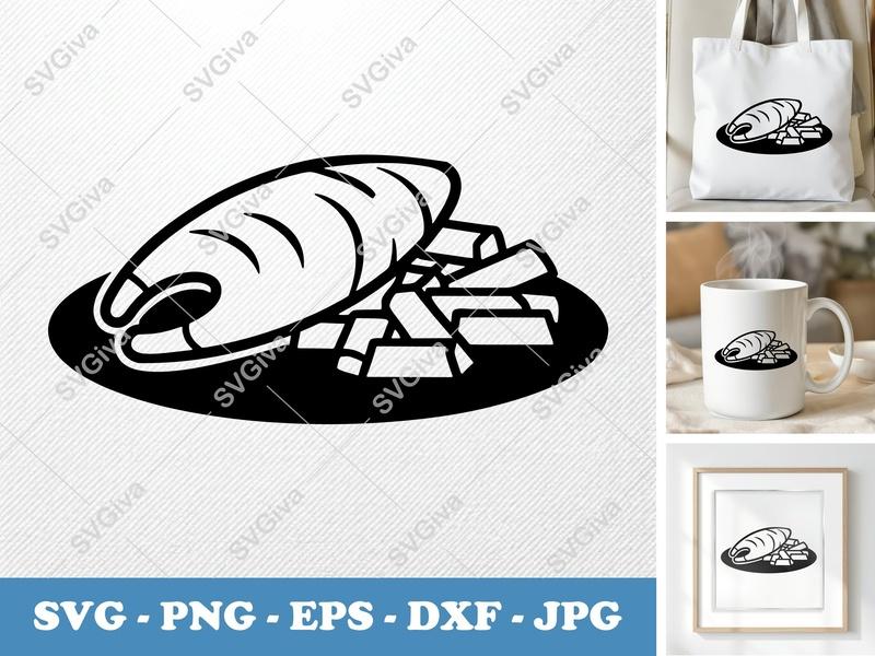 Fish And Chips SVG, Modern Clean Food Cut File, UK Cuisine PNG EPS DXF for Cricut | Silhouette
