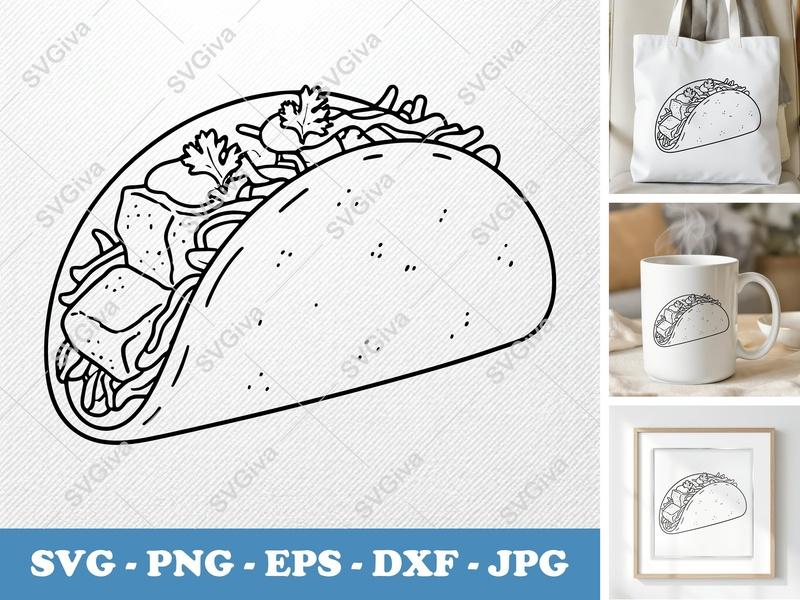 Fish Taco SVG | Friendly Rounded Bean-shaped Cut File | PNG, DXF, EPS | Cricut & Silhouette
