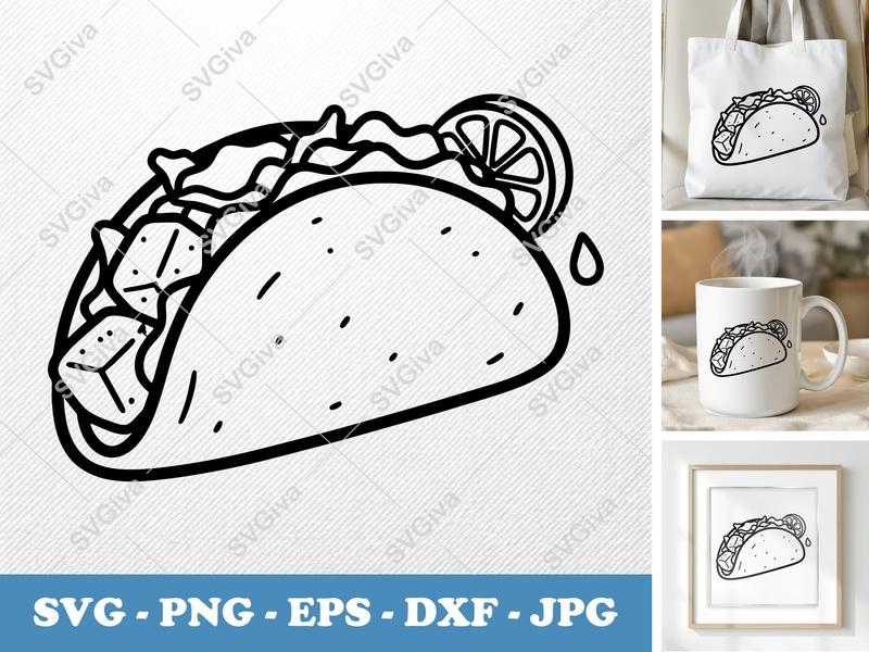 Fish Taco SVG | Puffy Soft Forms | PNG DXF EPS | Cricut Silhouette File