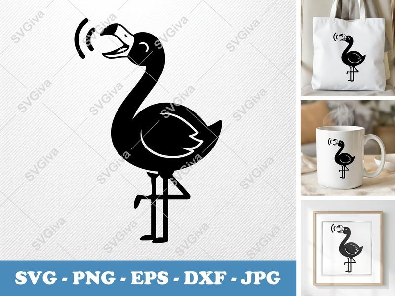 Flamingo Singing SVG | Puffy Soft Forms | Pillow-Soft Cut File | PNG DXF EPS for Cricut Silhouette