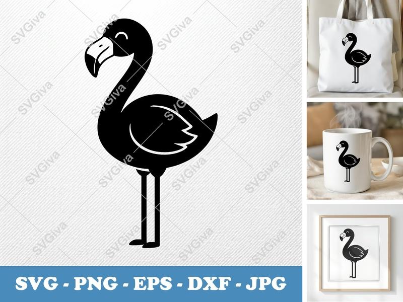 Flamingo Smiling Happily SVG | Puffy Soft Forms | PNG DXF EPS | Cricut Silhouette File