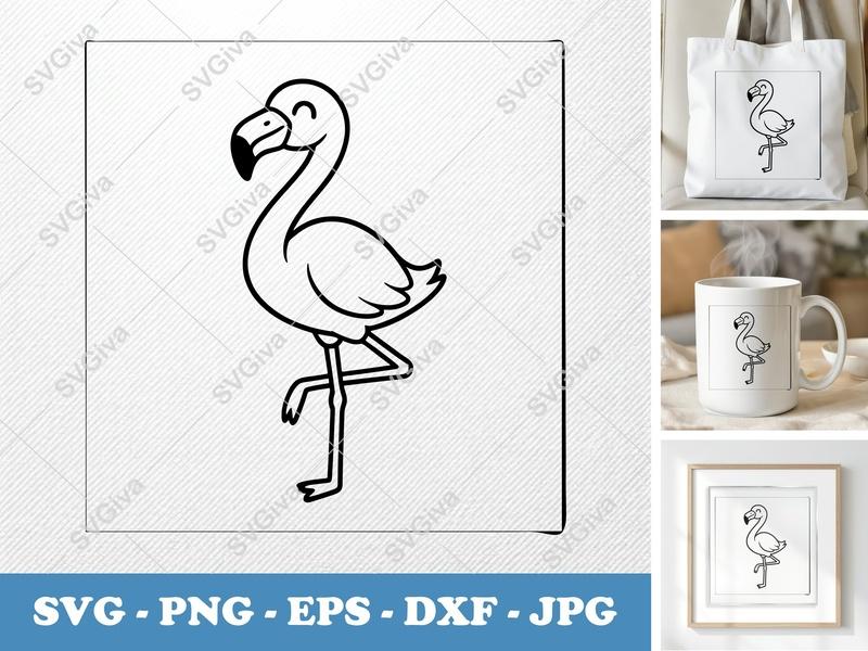 Flamingo SVG | Modern Clean Design, Tropical Bird Cut File for Cricut & Silhouette | PNG EPS DXF | Summer Clipart